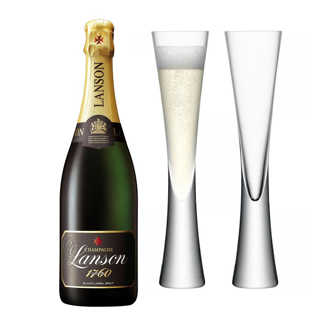 Buy Lanson Brut Champagne With LSA Moya Flutes